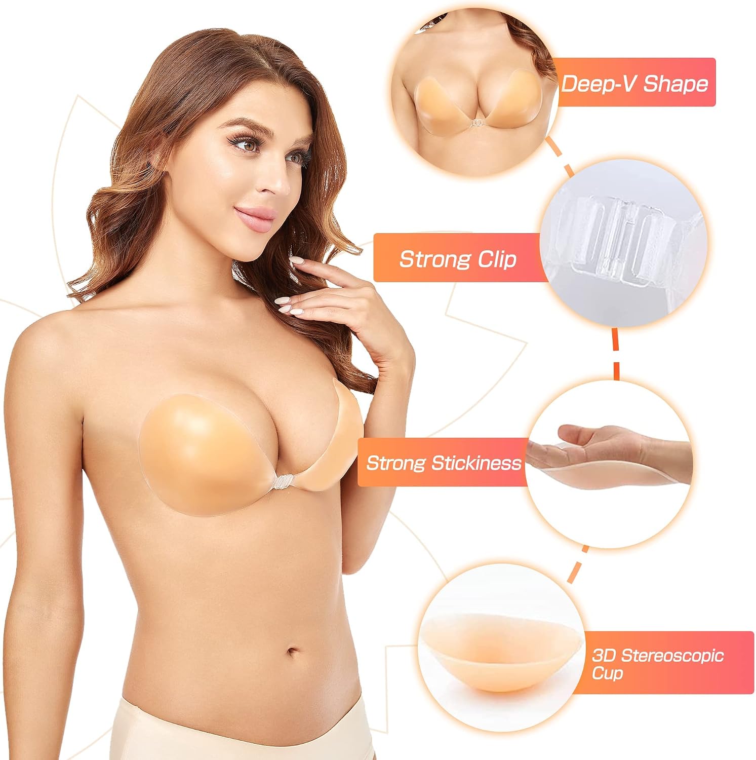 Push-Up Wire-Free Solid Silico - Strapless Bra Adhesive review and price